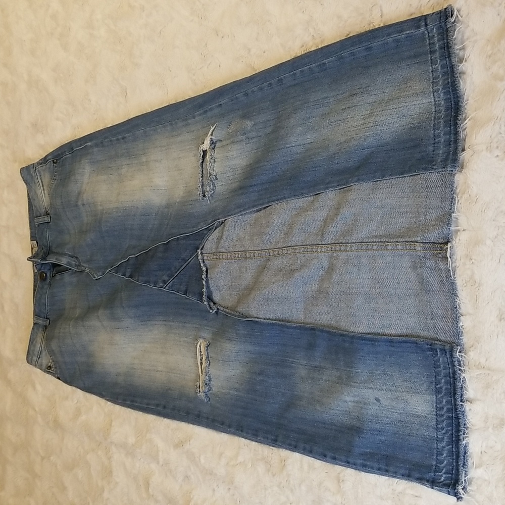 La Chapelle Skirt Size 40 (EU) US 8 Blue Denim Maxi Distressed
